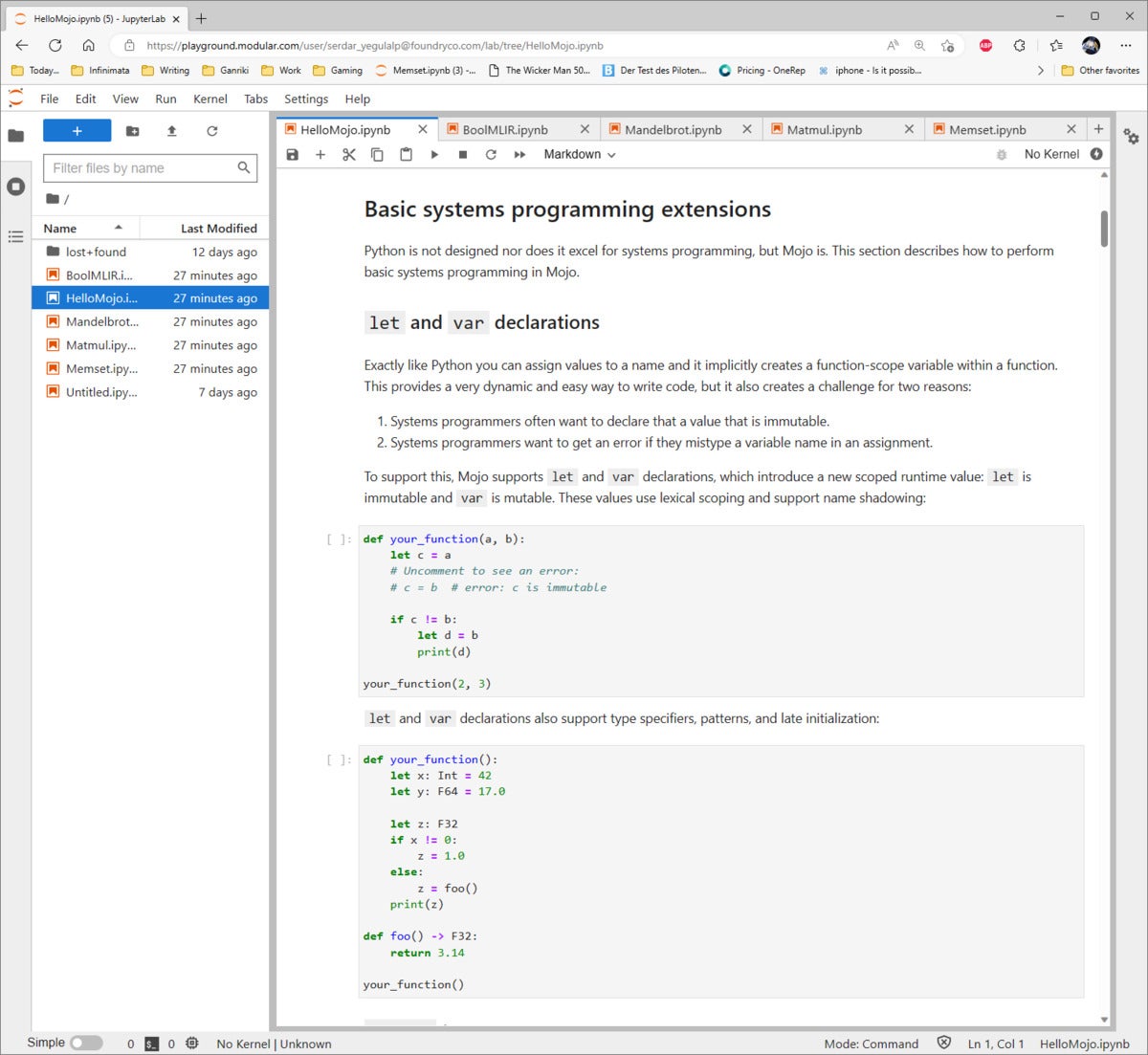 Mojo syntax