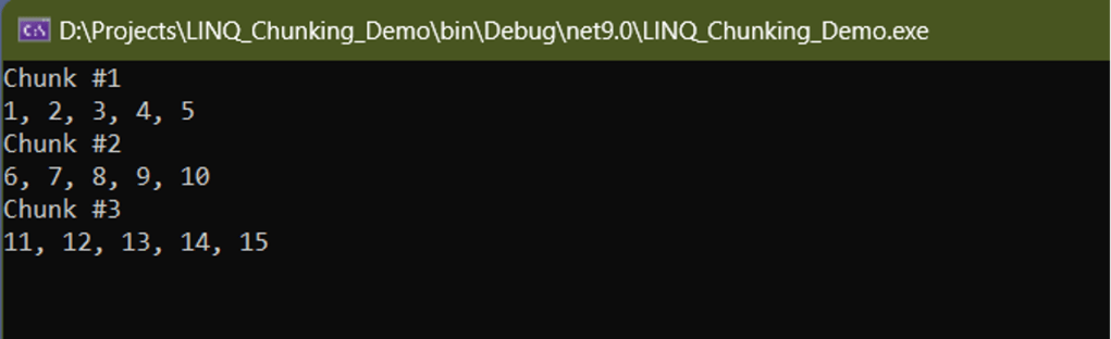 Chunk example in C#