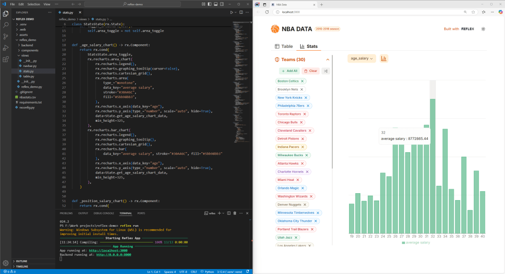 Reflex web app in pure Python